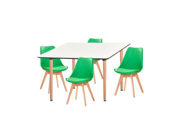 Dining Set Eames Green - 4 Chairs / Rectangle Table - Pre order for early April Delivery - Fervor + Hue