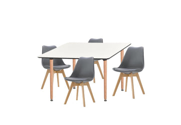 Dining Set Eames Grey - 4 Chairs / Rectangle Table - Pre order for early April Delivery - Fervor + Hue