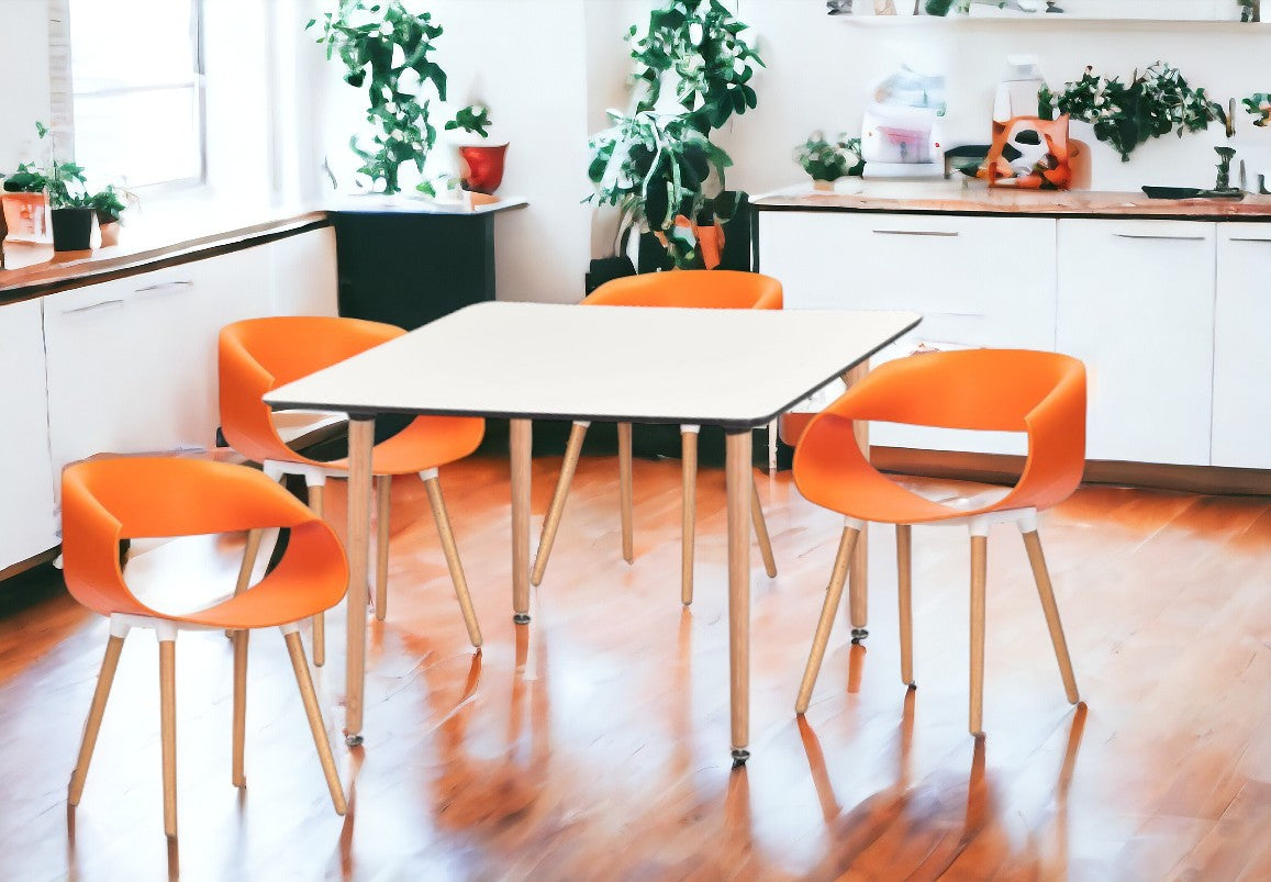 Dining Set Celine Orange - 4 Chairs / Rectangle Table - Fervor + Hue