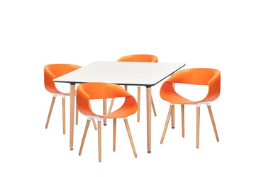 Dining Set Celine Orange - 4 Chairs / Rectangle Table - Fervor + Hue
