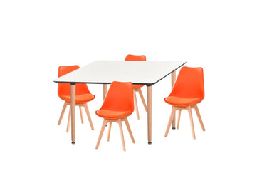Dining Set Eames Orange - 4 Chairs / Rectangle Table - Pre order for early April Delivery - Fervor + Hue