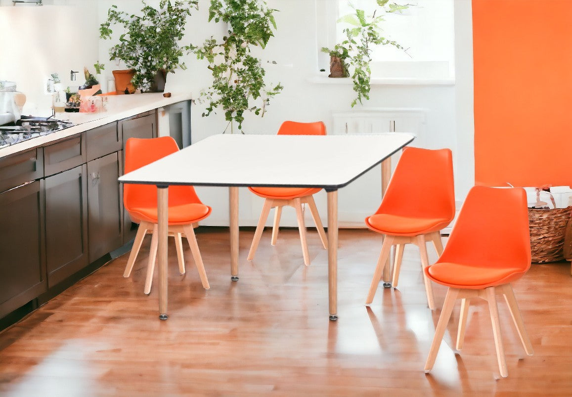 Dining Set Eames Orange - 4 Chairs / Rectangle Table - Pre order for early April Delivery - Fervor + Hue