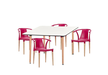 Dining Set Daisy T Raspberry - 4 Chairs / Rectangle Table - Fervor + Hue