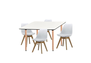 Dining Set Eames White - 4 Chairs / Rectangle Table - Pre order for early April Delivery - Fervor + Hue