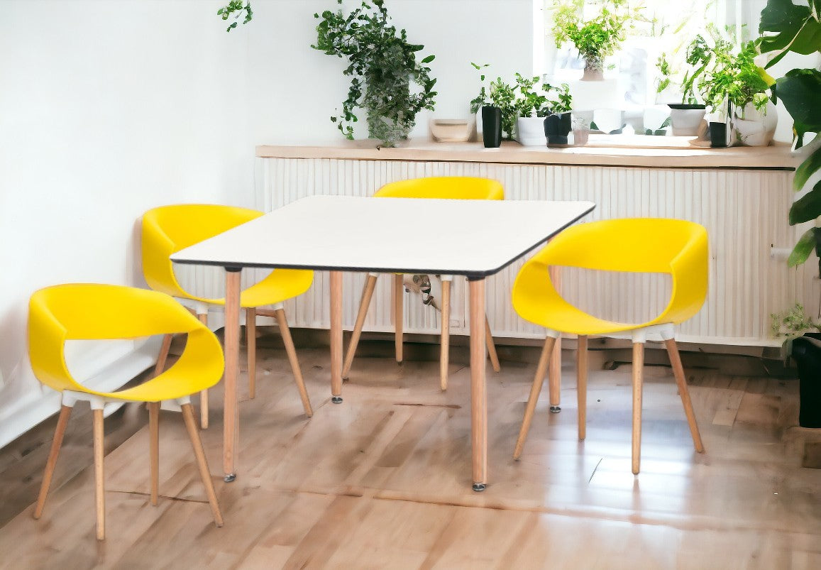 Dining Set Celine Yellow - 4 Chairs / Rectangle Table - Fervor + Hue
