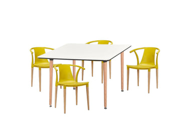 Dining Set Daisy T Yellow - 4 Chairs / Rectangle Table - Fervor + Hue