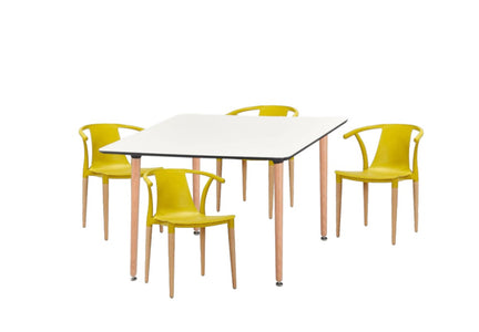 Dining Set Daisy T Yellow - 4 Chairs / Rectangle Table - Fervor + Hue