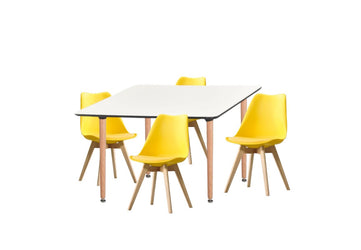 Dining Set Eames Yellow - 4 Chairs / Rectangle Table - Pre order for early April Delivery - Fervor + Hue