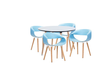 Dining Set Celine Blue - 4 Chairs / Round Table - Fervor + Hue