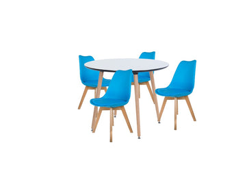 Dining Set Eames Blue - 4 Chairs / Round Table - Pre order for early April Delivery - Fervor + Hue