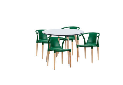 Dining Set Daisy T Green - 4 Chairs / Round Table - Fervor + Hue