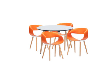 Dining Set Celine Orange - 4 Chairs / Round Table - Fervor + Hue