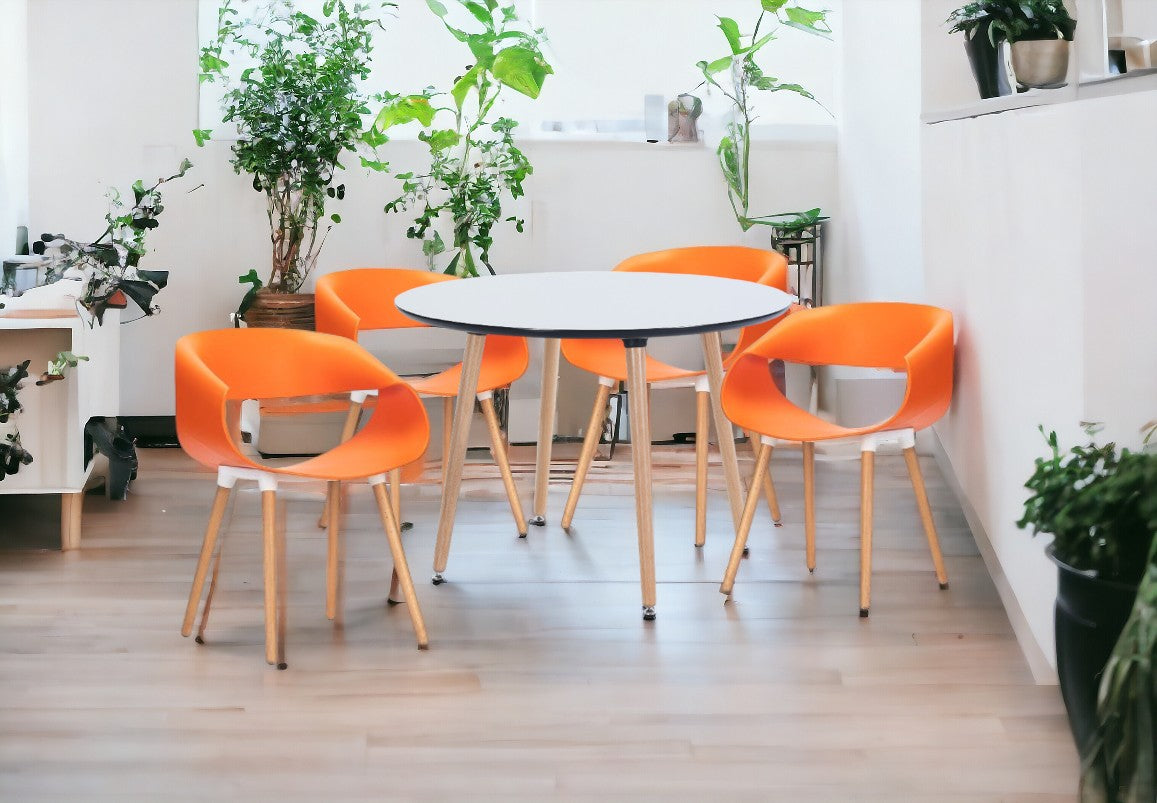 Dining Set Celine Orange - 4 Chairs / Round Table - Fervor + Hue