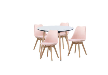 Dining Set Eames Pink - 4 Chairs / Round Table - Pre order for early April Delivery - Fervor + Hue