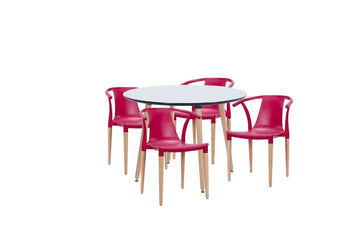 Dining Set Daisy T Raspberry - 4 Chairs / Round Table - Fervor + Hue