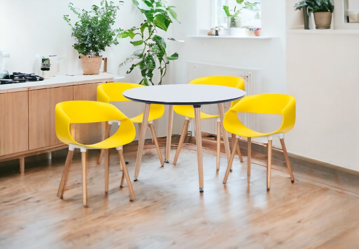 Dining Set Celine Yellow - 4 Chairs / Round Table - Fervor + Hue