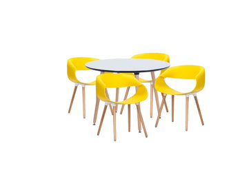 Dining Set Celine Yellow - 4 Chairs / Round Table - Fervor + Hue