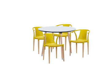 Dining Set Daisy T Yellow - 4 Chairs / Round Table - Fervor + Hue