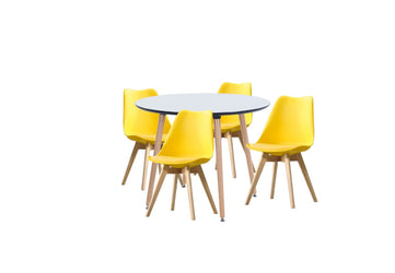 Dining Set Eames Yellow - 4 Chairs / Round Table - Pre order for early April Delivery - Fervor + Hue