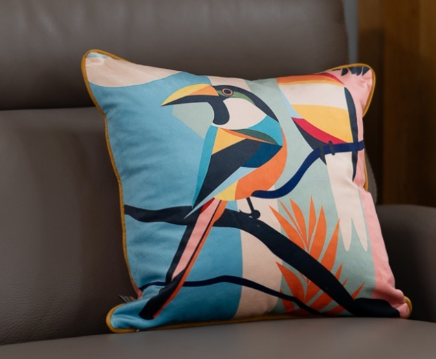 Cushion F+H Velvet Polly Parrot Pair