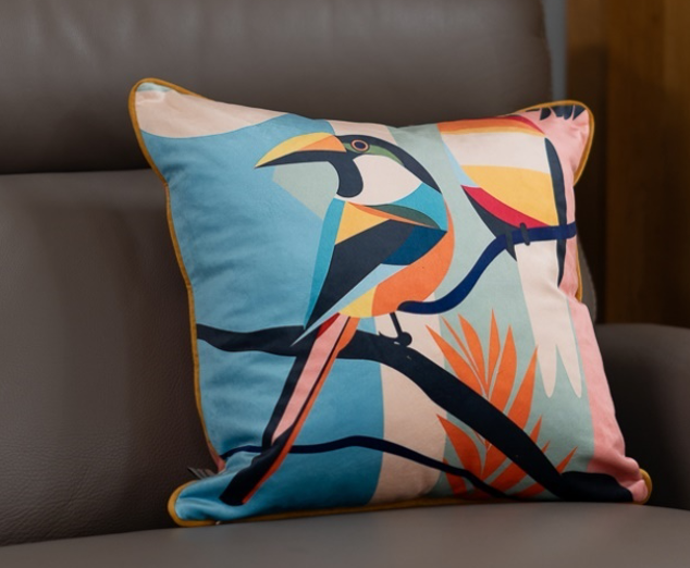 Cushion F+H Velvet Polly Parrot Pair Available Early Oct