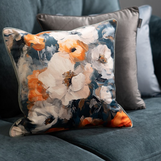 Cushion F+H Velvet Floral Garland Available Early Oct