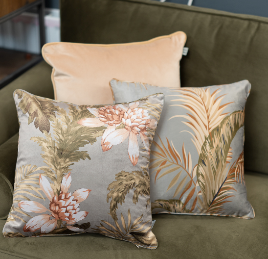 Cushion Chenille Print Summer Garden Flowers