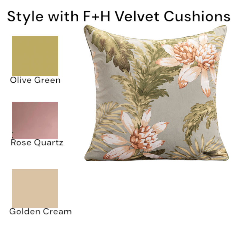 Cushion Chenille Print Summer Garden Flowers