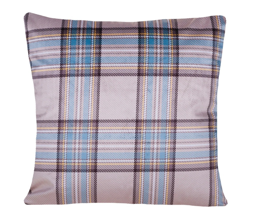 Cushion Chenille Print Check Champagne