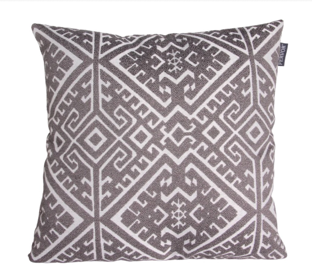 Cushion Caspian Ikat Print Grey