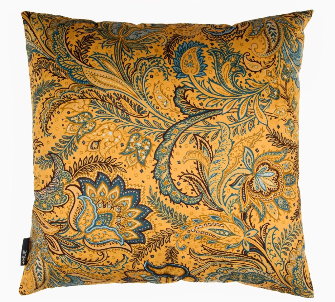 Cushion Chenille Print Swirl Teal