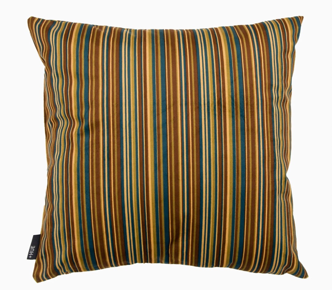 Cushion Chenille Print Stripe Teal