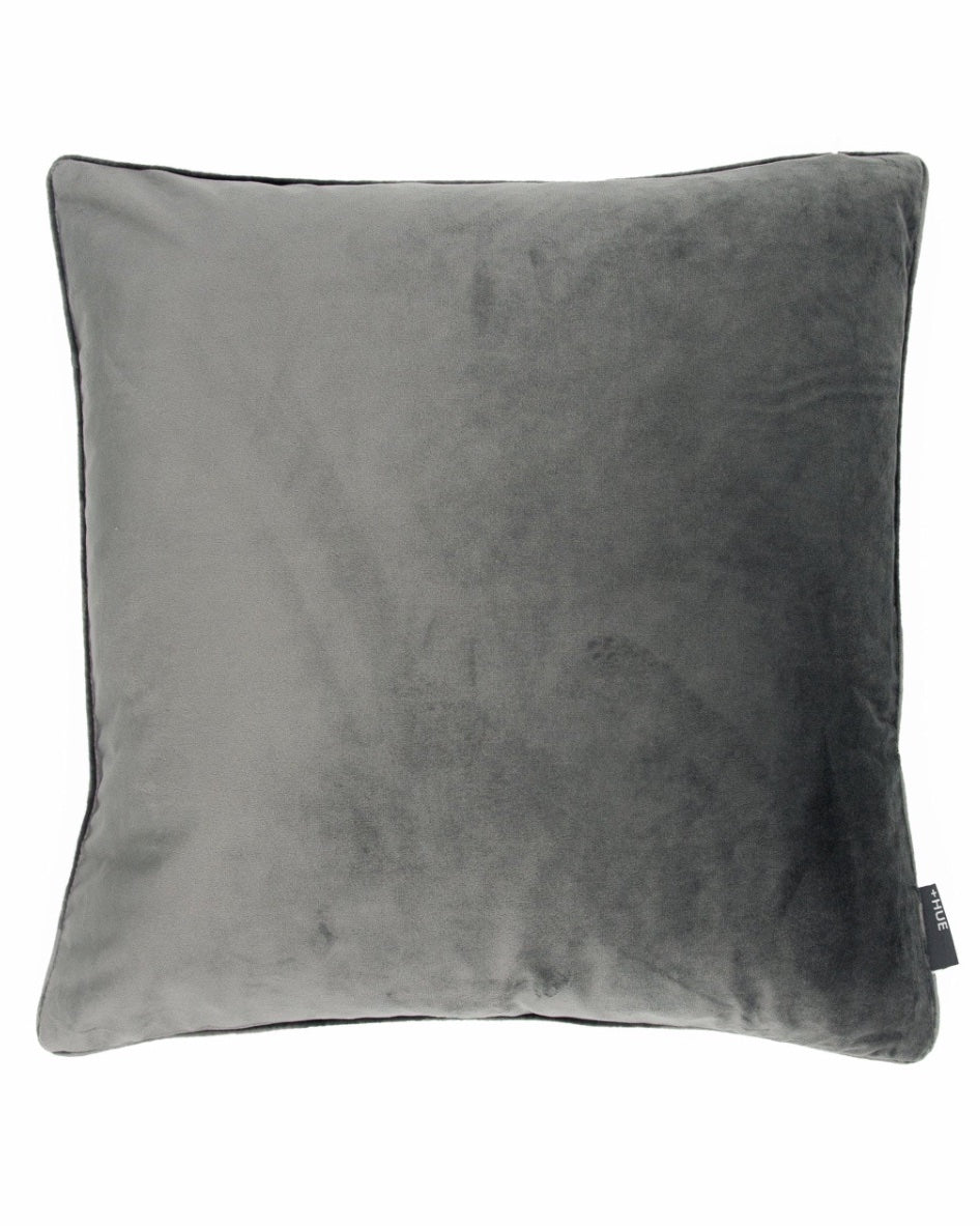 Cushion Velvet Piped Grey