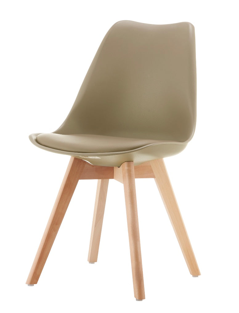 Eames Style Dining Chairs Taupe with padded seat - Available this March Pre order now