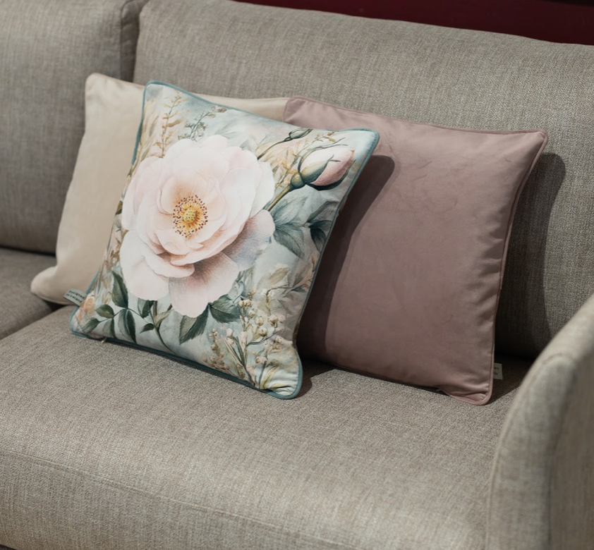 Cushion F+H Velvet  Vintage Floral Sage