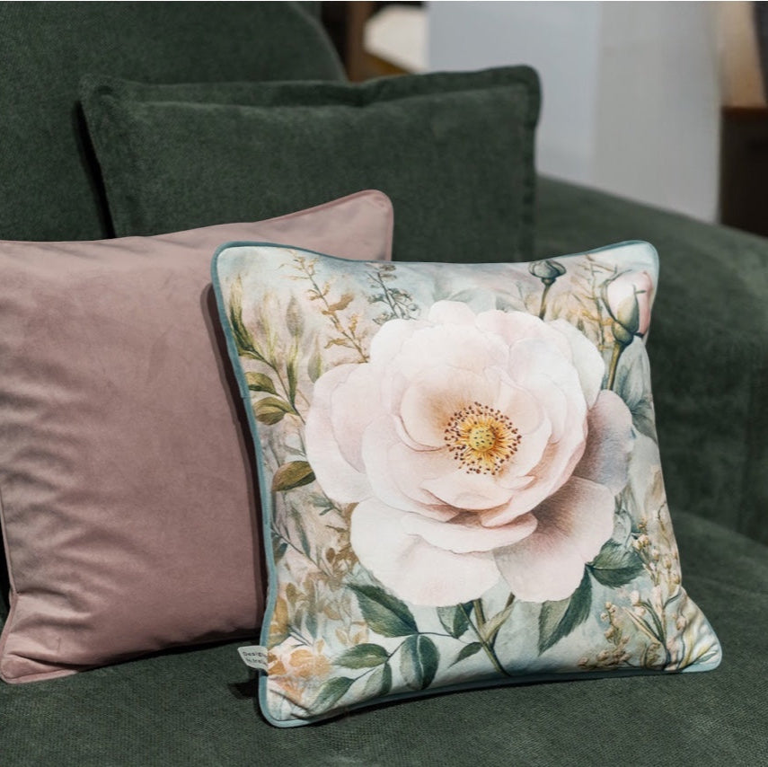 Cushion F+H Velvet  Vintage Floral Sage