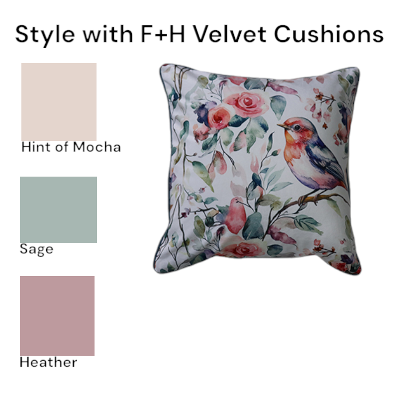 Cushion F+H Velvet Vintage Rose Garden