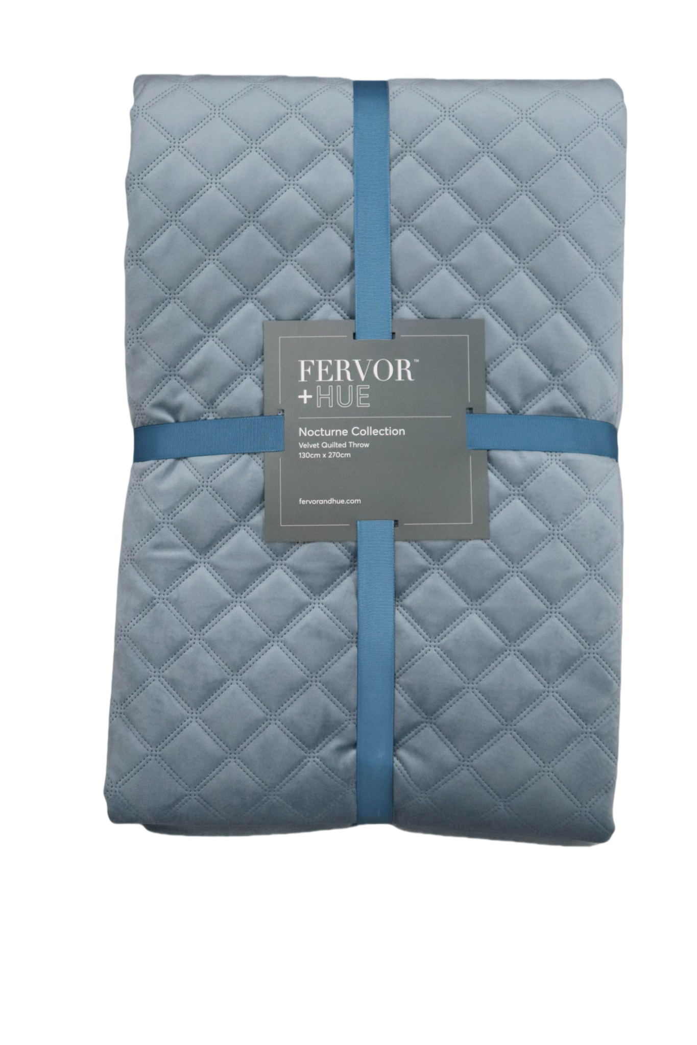 F+H Quilted Velvet Throw Gentle Blue