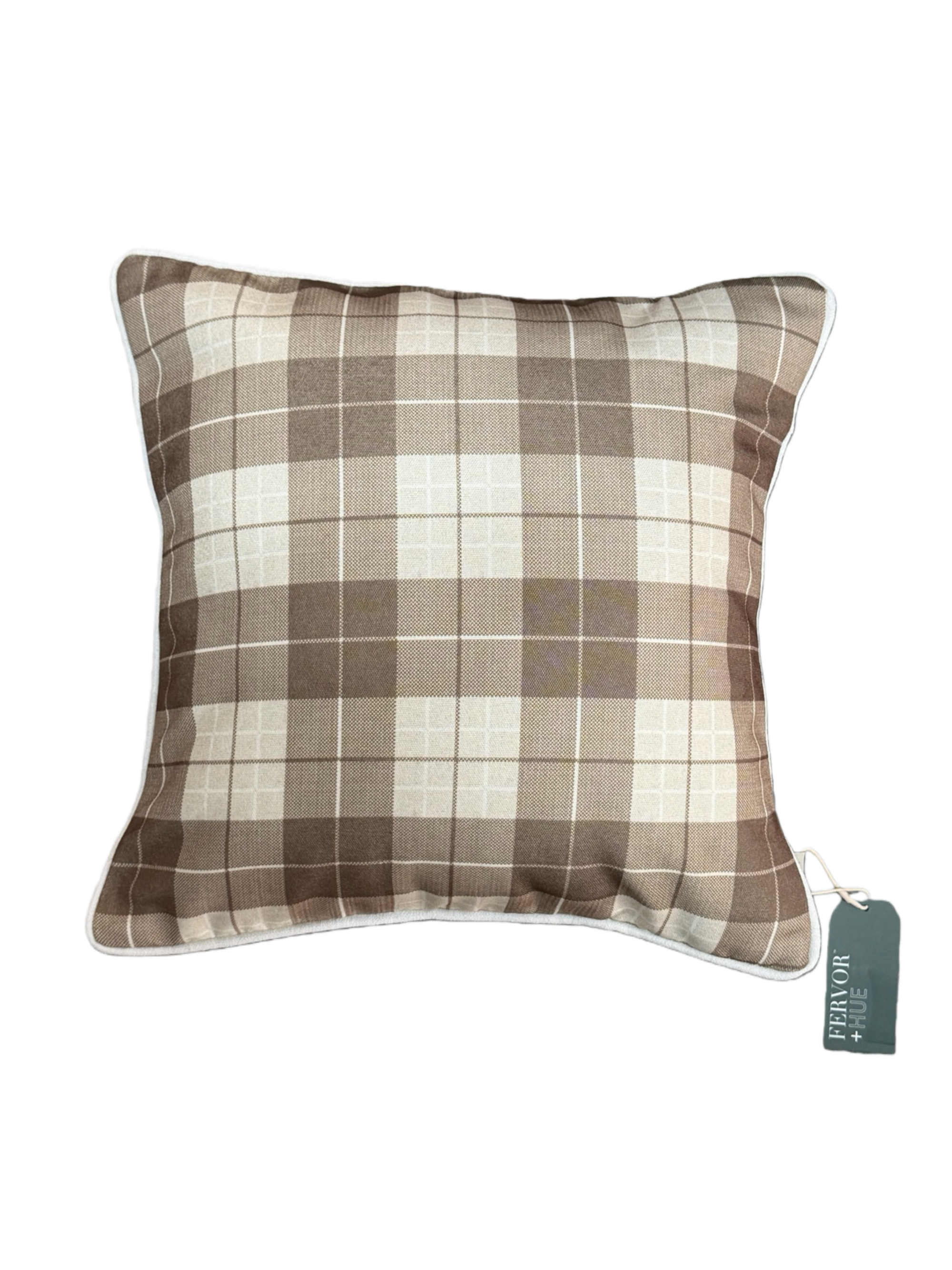 Cushion Linen Weave Check Beige