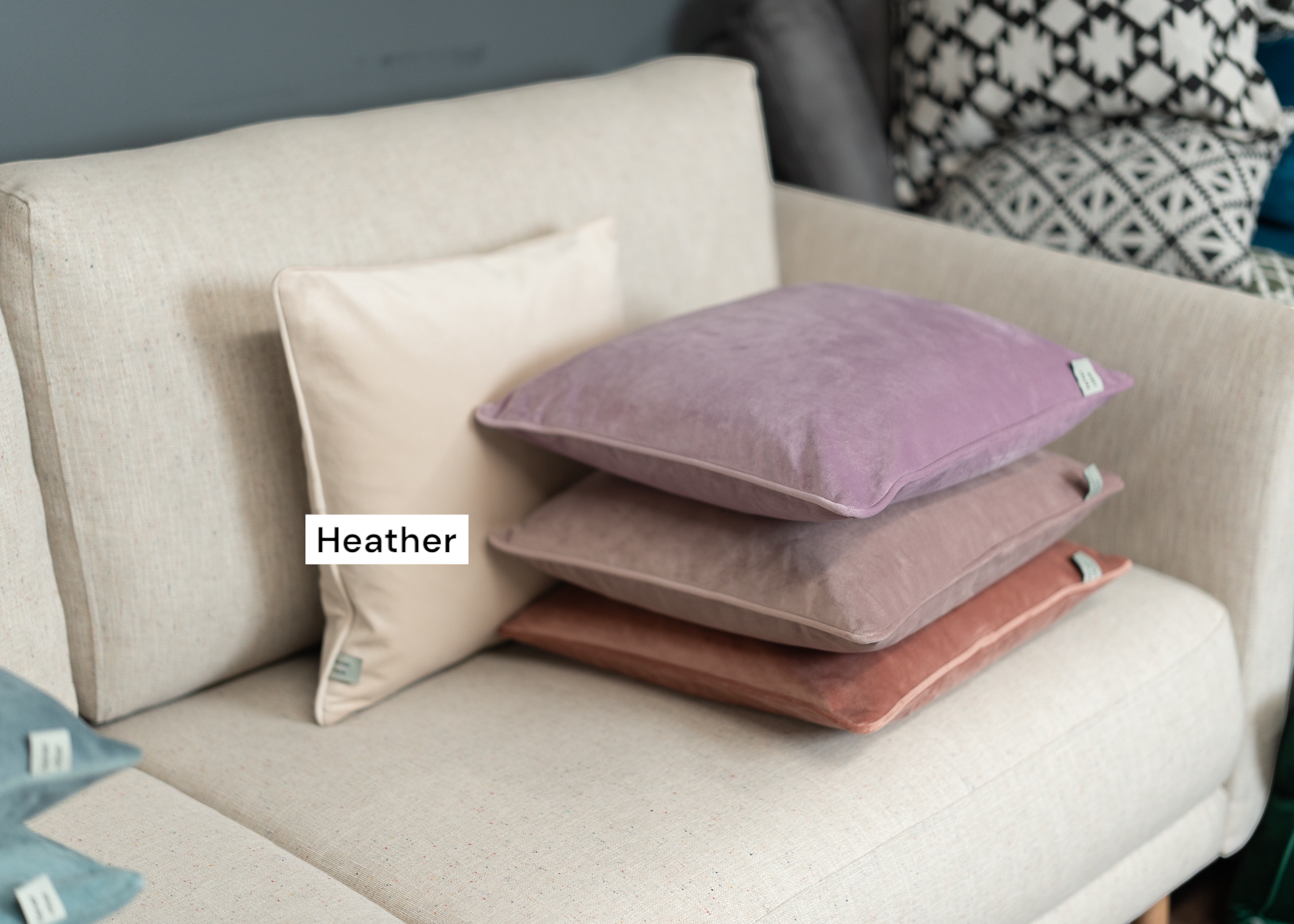 Cushion F+H Velvet Plain Heather 50x50cm