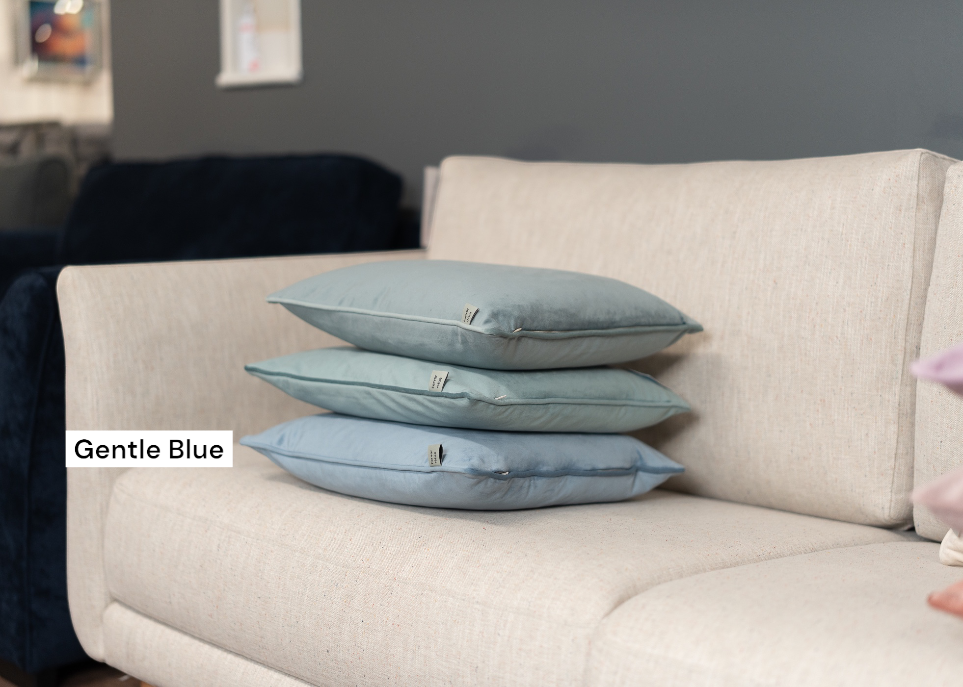 Cushion F+H Velvet Plain Gentle Blue 45x45cm