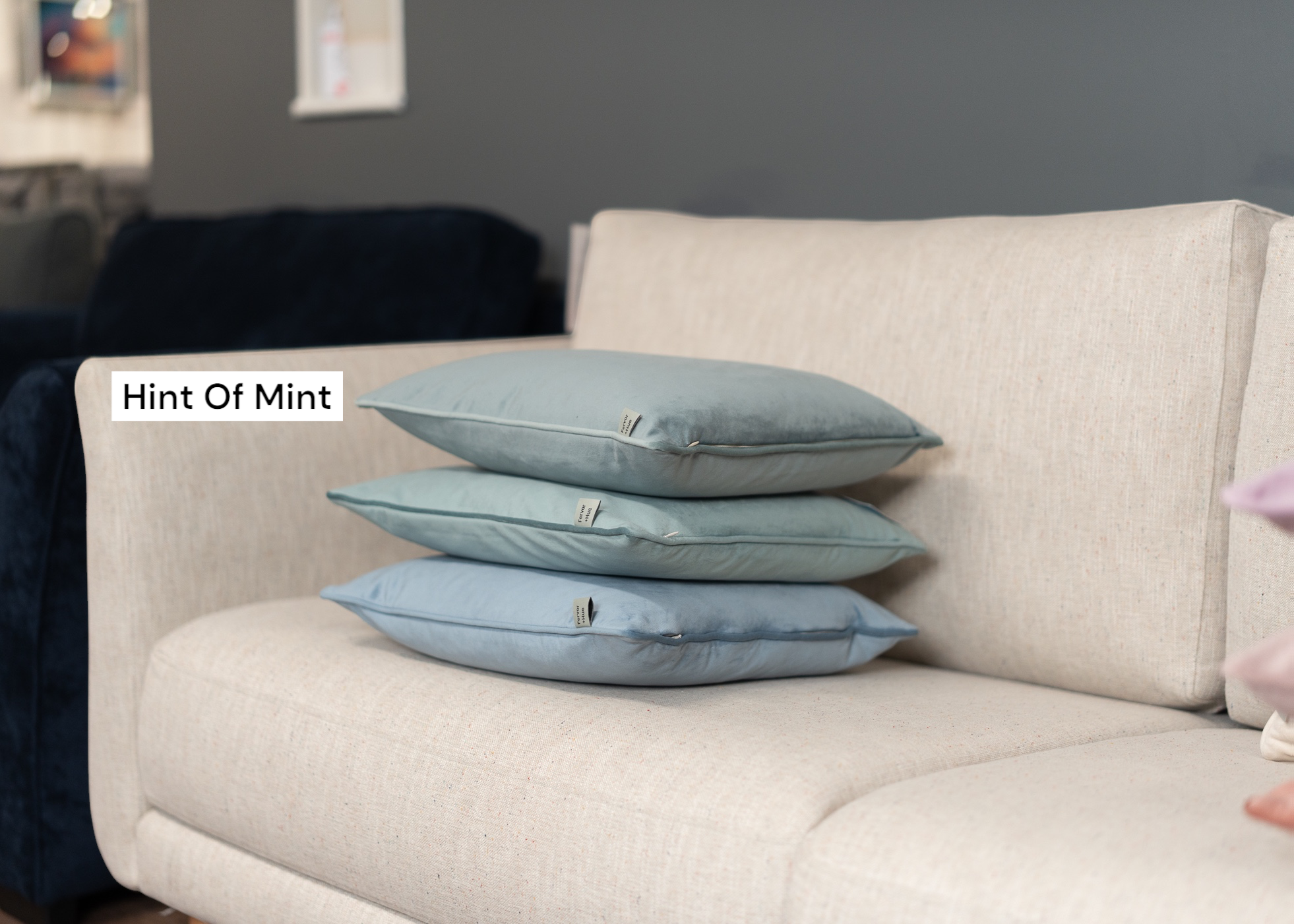 Cushion F+H Velvet Plain Hint Of Mint 45x45cm