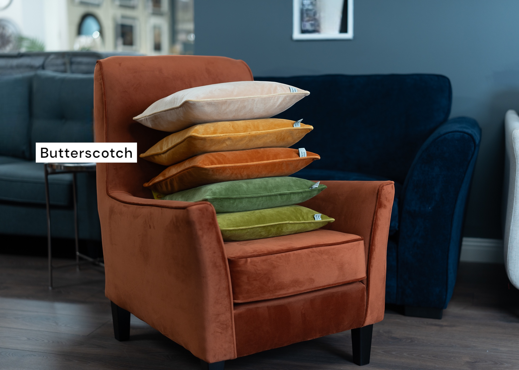 Cushion F+H Velvet Plain Butterscotch 45x45cm