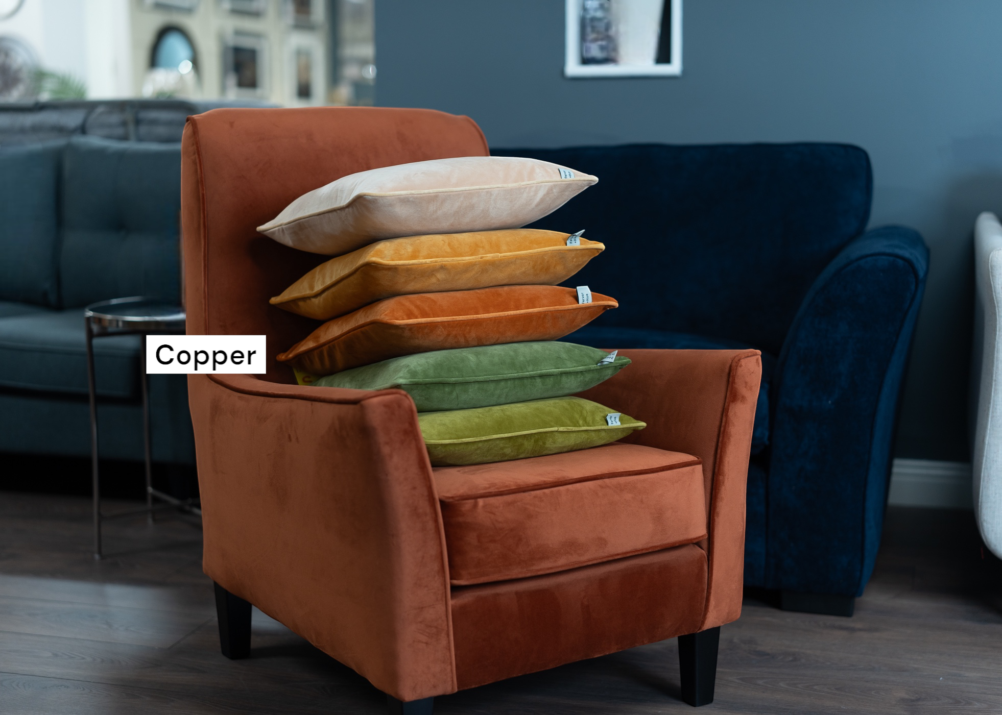 Cushion F+H Velvet Plain Copper 45x45cm