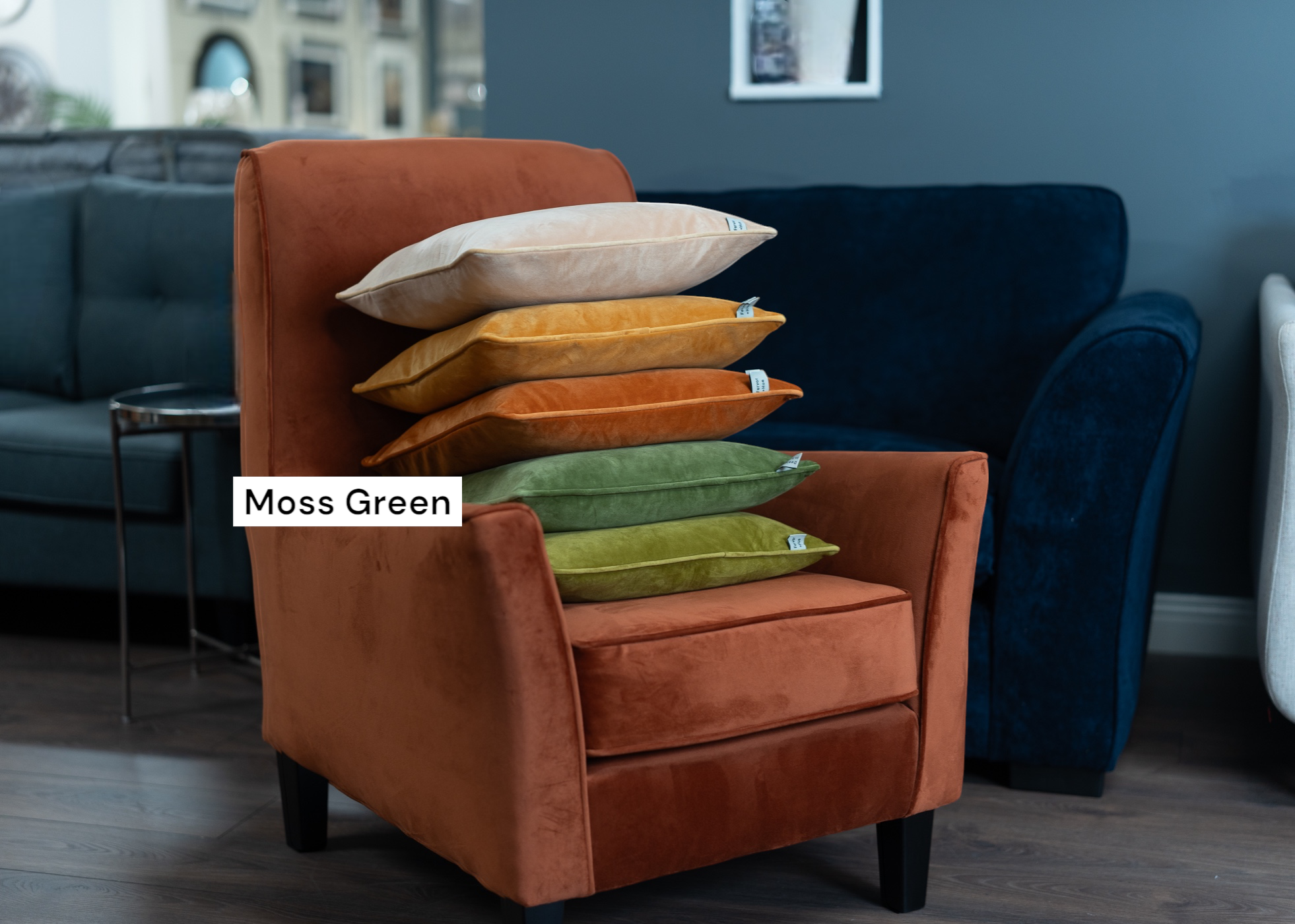 Cushion F+H Velvet Plain Moss Green 45x45cm