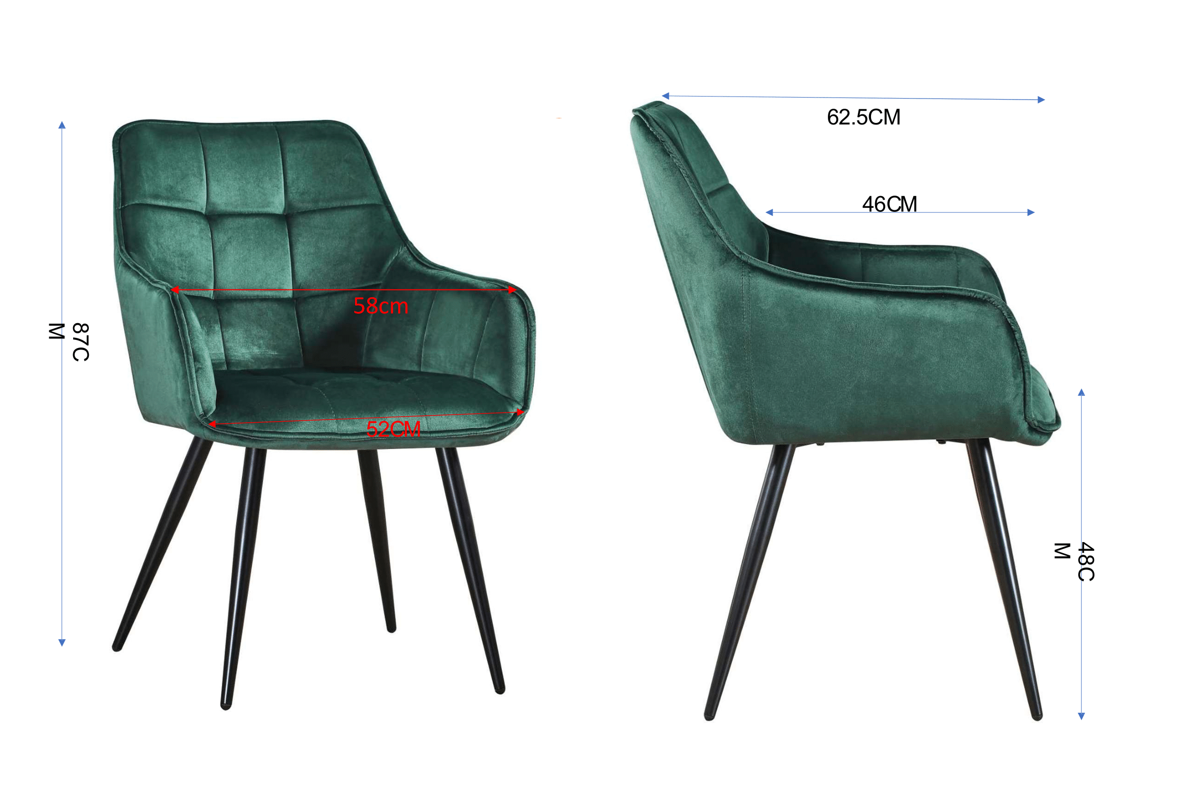 Luca Arm Chair Velvet Grey - Fervor + Hue