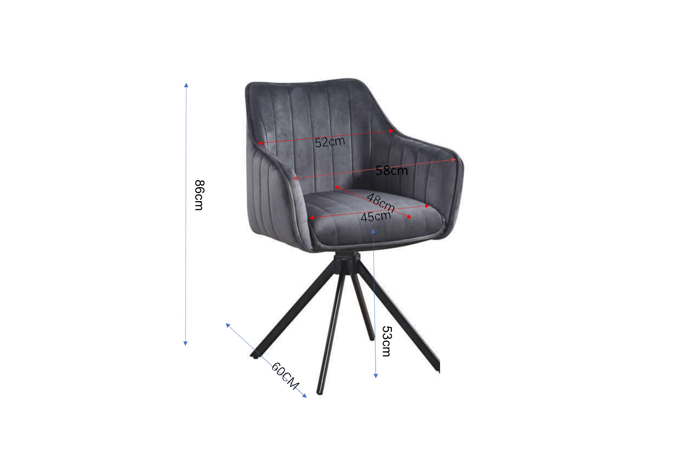 Alex Arm Chair Velvet Black - Fervor + Hue