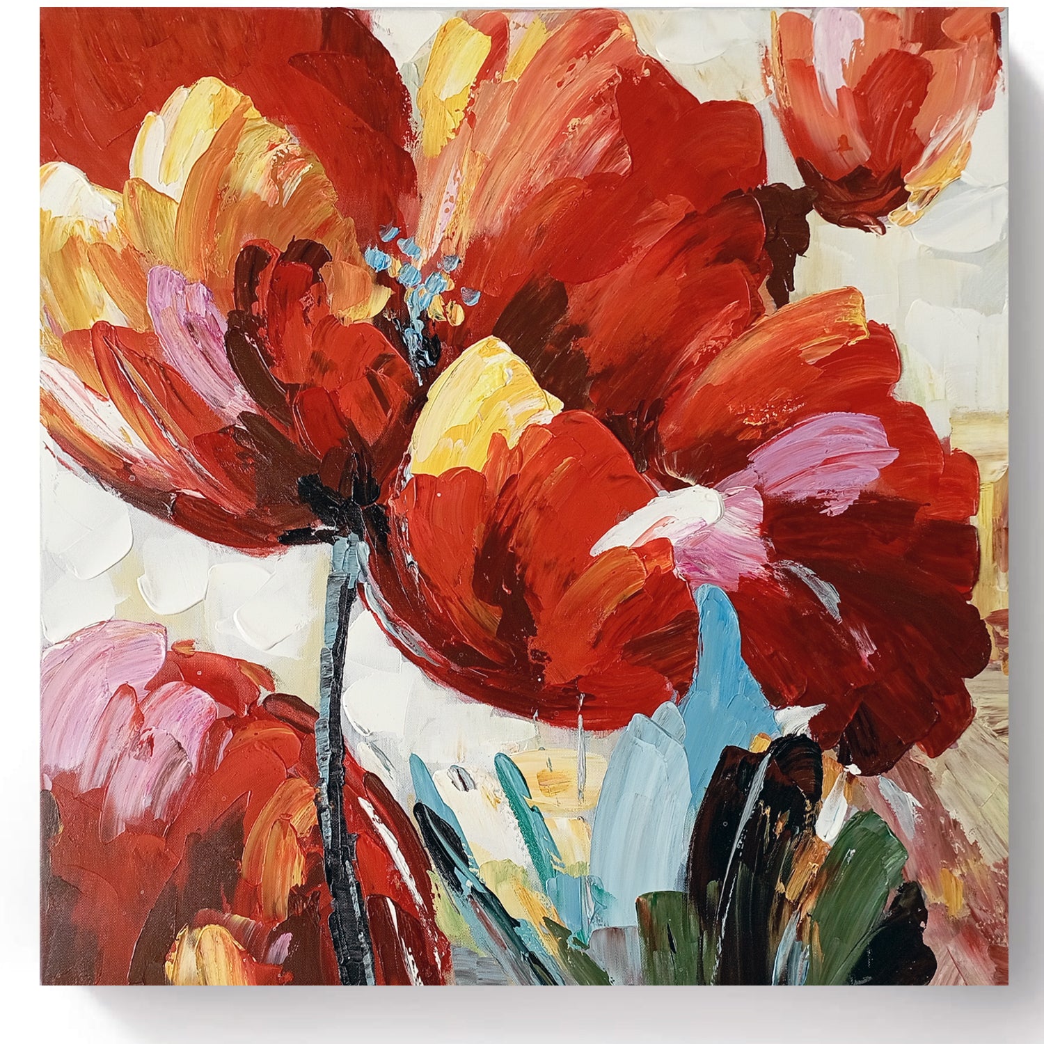 Canvas Oil Painting - Red Poppy Abstract - Fervor + Hue