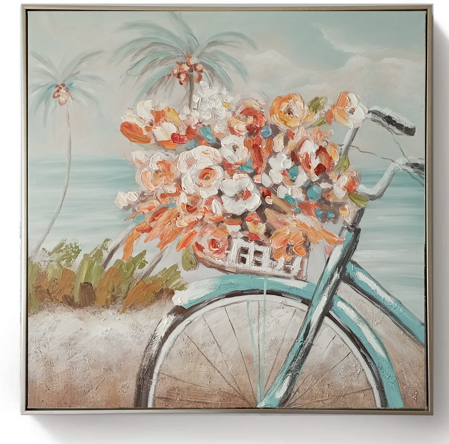 Framed Oil Painting - Bicycle Blue - Fervor + Hue