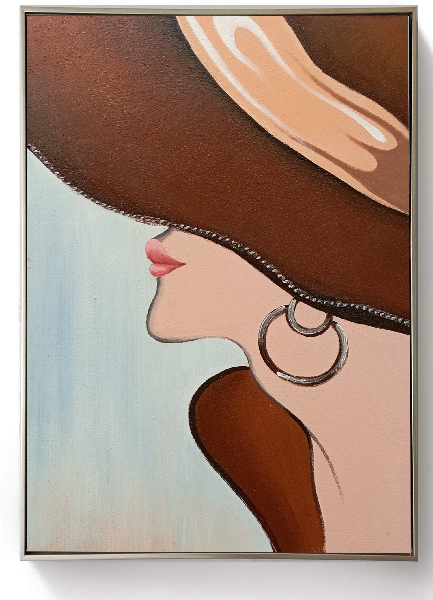 Framed Oil Painting - Funky Hat Brown - Fervor + Hue